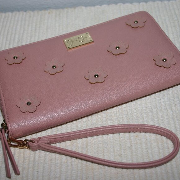 Jessica Simpson Rose Pink Mauve Faux-Leather Wristlet Wallet B-135 - Picture 4 of 7